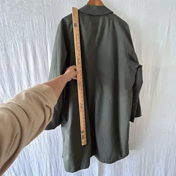 Vintage Trench Coat 46 Long Gray Plaid Fleece Lined Richman Brothers Jacket